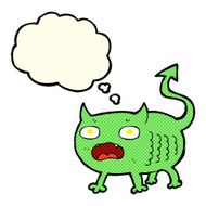 cartoon little imp with thought bubble N4
