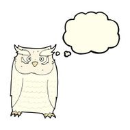 cartoon owl with thought bubble N28