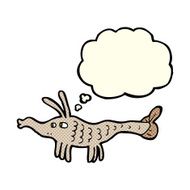 cartoon shrimp with thought bubble N15