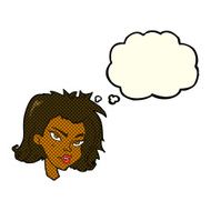 cartoon female face with thought bubble N63