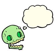 cartoon spooky skull with thought bubble N66