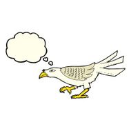 cartoon bird with thought bubble N119