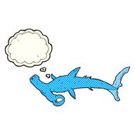 cartoon hammerhead shark with thought bubble N5