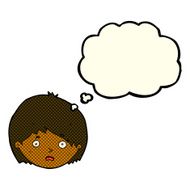 cartoon unhappy boy with thought bubble N27