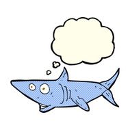 cartoon happy shark with thought bubble N5
