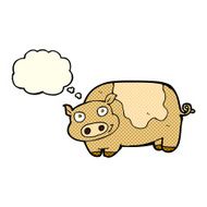cartoon pig with thought bubble N8