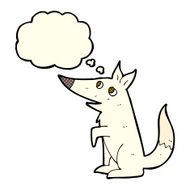 cartoon wolf cub with thought bubble N6