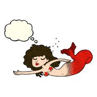 cartoon mermaid with thought bubble N28
