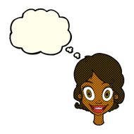 cartoon happy woman with thought bubble N119