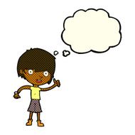 cartoon boy with positive attitude thought bubble N9