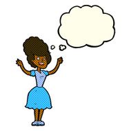 cartoon happy 1950's woman with thought bubble N5