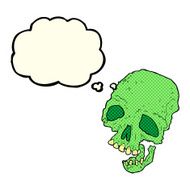 cartoon ancient spooky skull with thought bubble N3