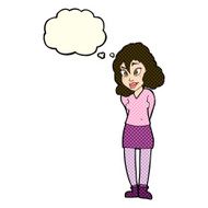 cartoon confused woman with thought bubble N39