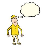 cartoon shocked man with thought bubble N50