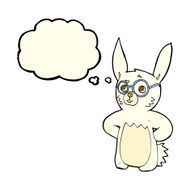 cartoon rabbit wearing spectacles with thought bubble N5