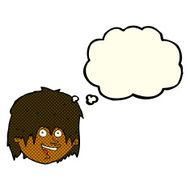 cartoon happy man with thought bubble N209