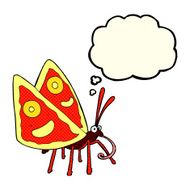 cartoon funny butterfly with thought bubble N5