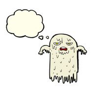 cartoon slimy ghost with thought bubble N3