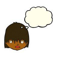 cartoon staring woman with thought bubble N23