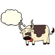 cartoon bull with thought bubble N11