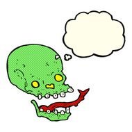 cartoon spooky skull with thought bubble N67