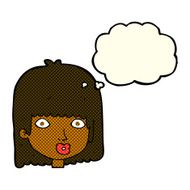 cartoon surprised woman with thought bubble N110