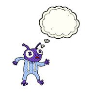 cartoon alien spaceman with thought bubble N10
