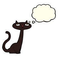 cartoon black cat with thought bubble N15