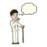 cartoon shocked gentleman with thought bubble N5