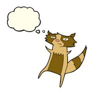cartoon raccoon with thought bubble N5