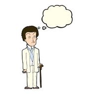 cartoon unhappy gentleman with thought bubble N5