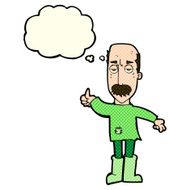 cartoon annoyed old man with thought bubble N29