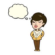 cartoon cool relaxed woman with thought bubble N5