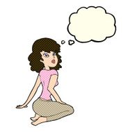 cartoon pretty woman with thought bubble N128