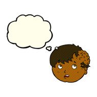 cartoon boy with ugly growth on head thought bubble N5