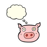 cartoon pig face with thought bubble N5
