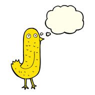 funny cartoon bird with thought bubble N56