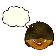 cartoon happy face with thought bubble N25