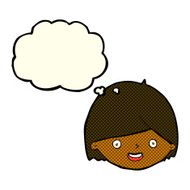 cartoon happy face with thought bubble N26