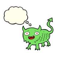cartoon little demon with thought bubble N13