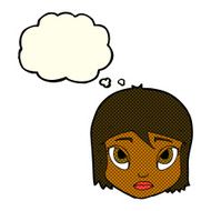 cartoon female face with thought bubble N65