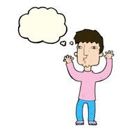 cartoon anxious man with thought bubble N5