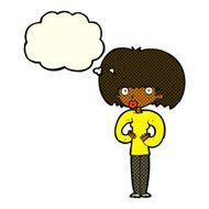 cartoon surprised woman with thought bubble N112