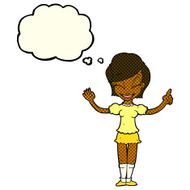 cartoon pretty girl with idea thought bubble N13