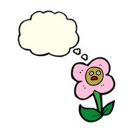 cartoon flower with face thought bubble N11