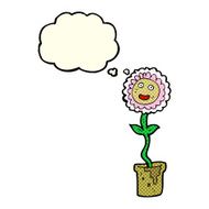 cartoon flower with face thought bubble N12