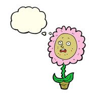 cartoon flower with face thought bubble N13