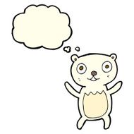 cartoon polar bear cub with thought bubble N32