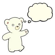 cartoon polar bear cub with thought bubble N34