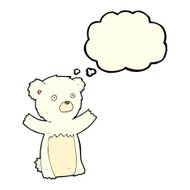cartoon polar bear cub with thought bubble N35